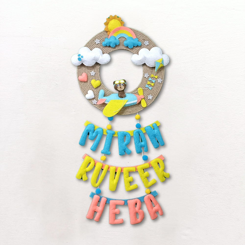 Airplane Jute Hanging | Personalised Felt Kids Hanging