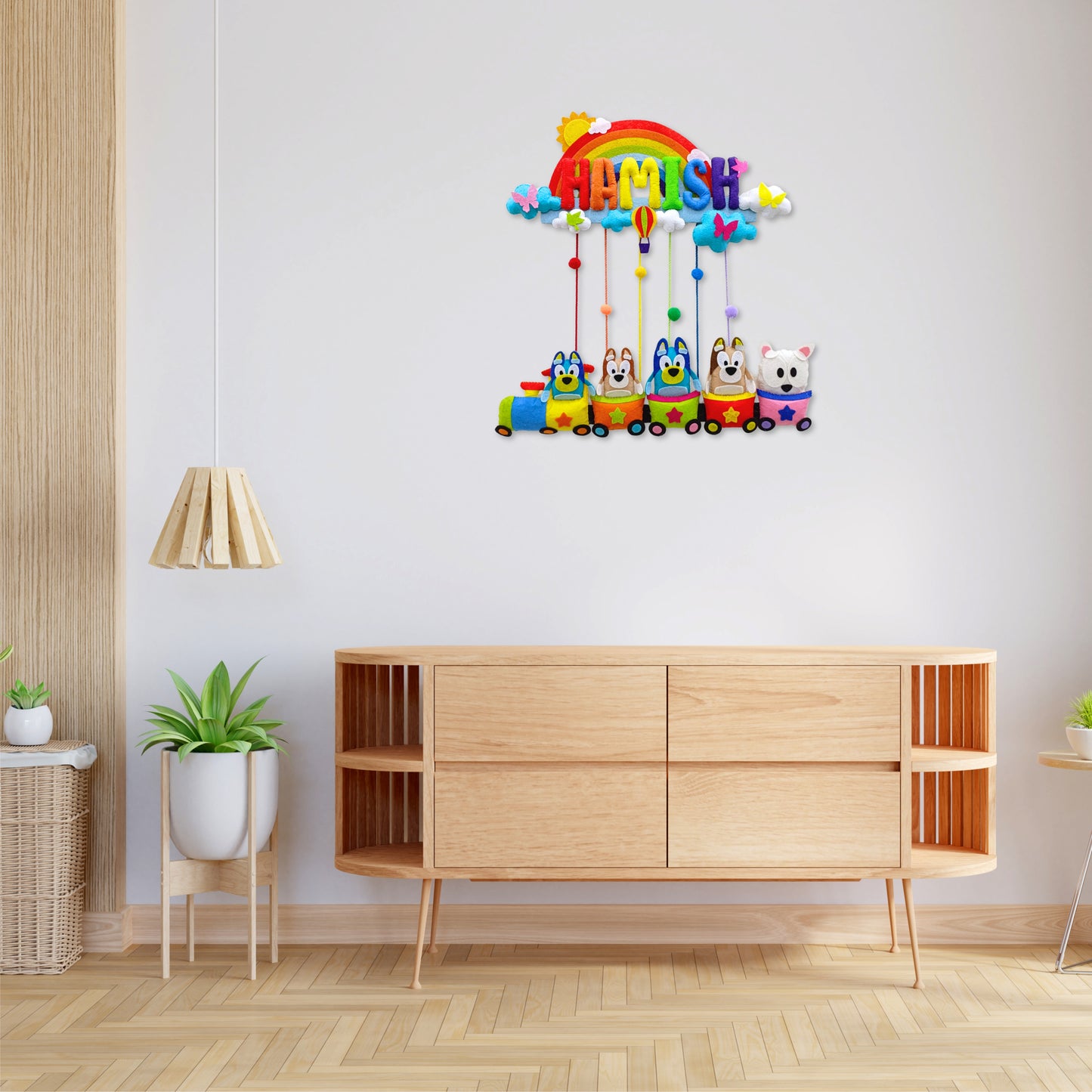 Rainbow Bluey Train | Personalised Felt Kids Hanging