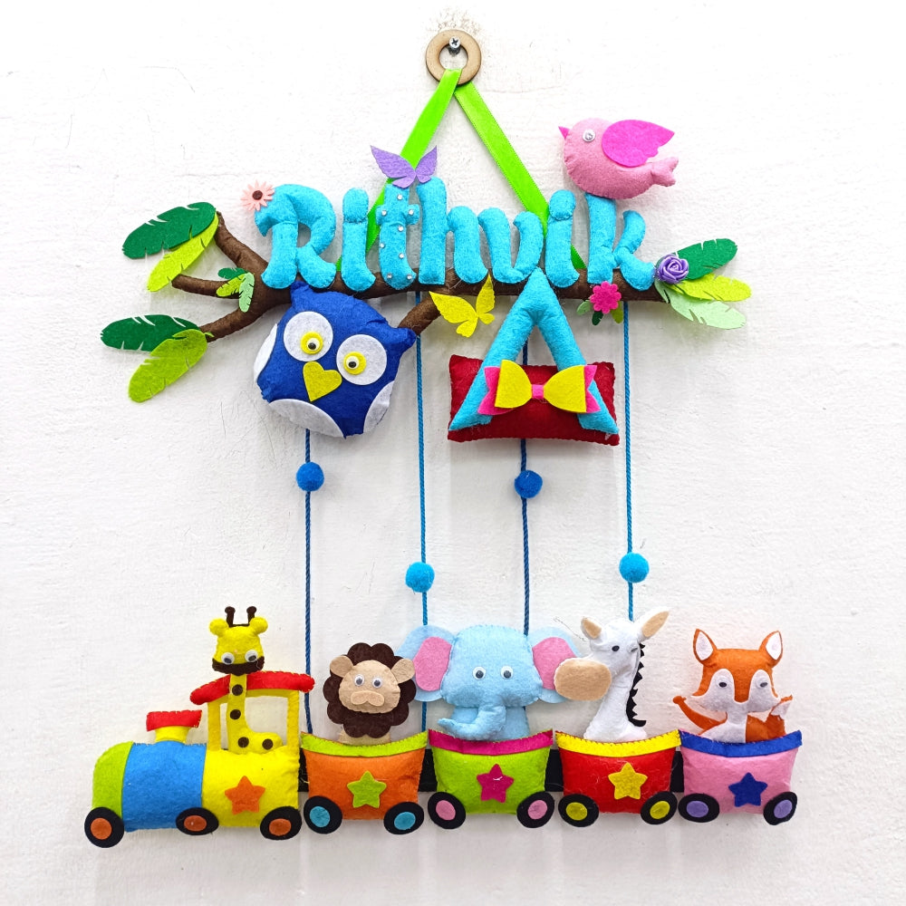 Animal Express Train | Personalised Felt Kids Hanging