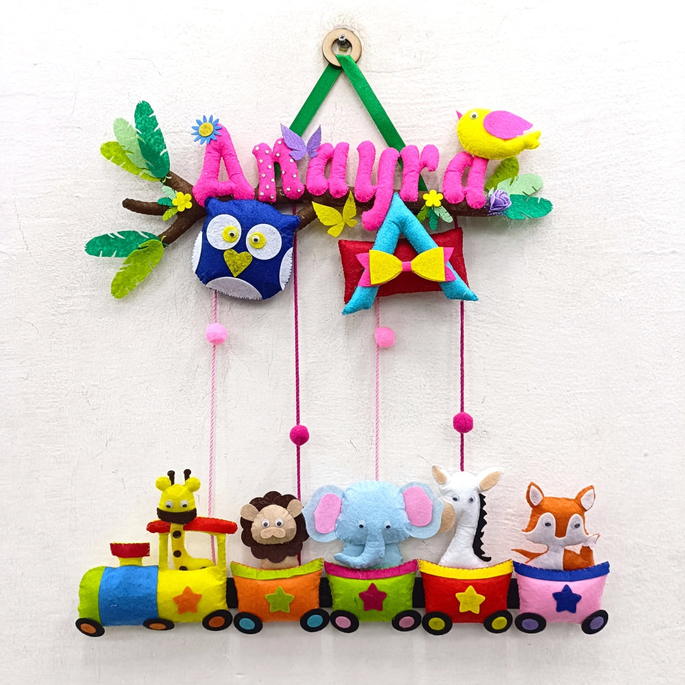 Animal Express Train | Personalised Felt Kids Hanging
