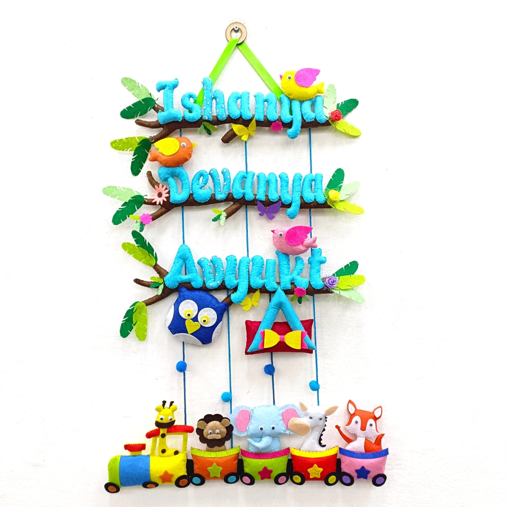 Animal Express Train | Personalised Felt Kids Hanging