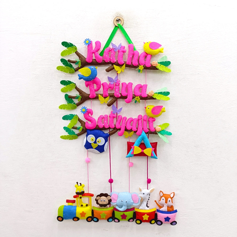 Animal Express Train | Personalised Felt Kids Hanging