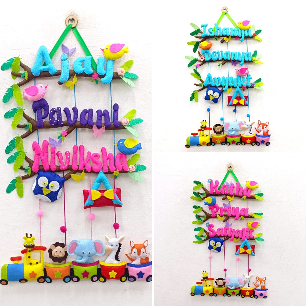 Animal Express Train | Personalised Felt Kids Hanging