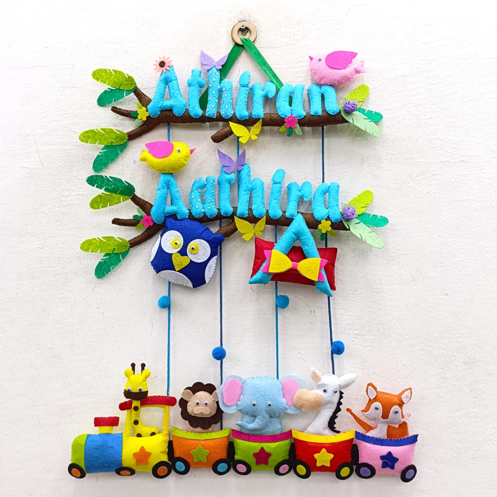 Animal Express Train | Personalised Felt Kids Hanging