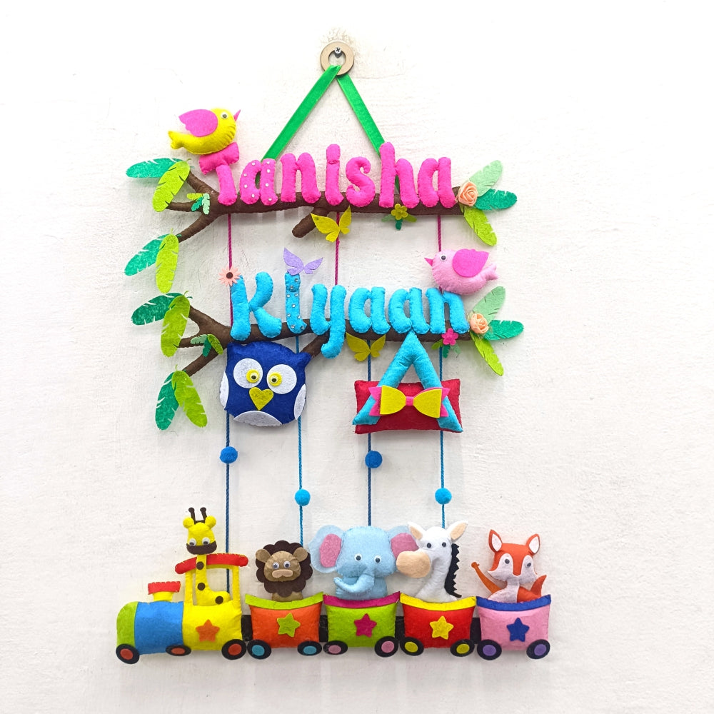 Animal Express Train | Personalised Felt Kids Hanging