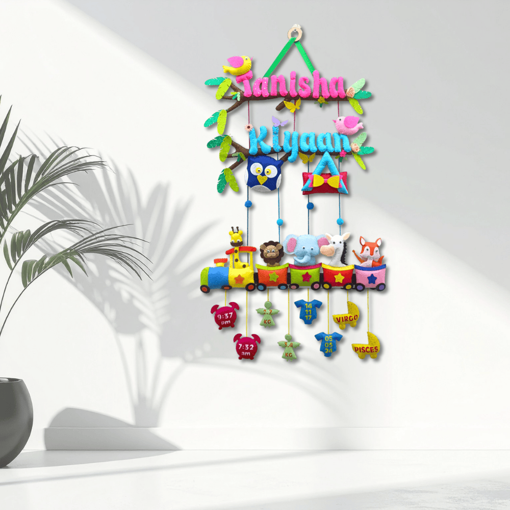 Animal Express Train | Personalised Felt Kids Hanging