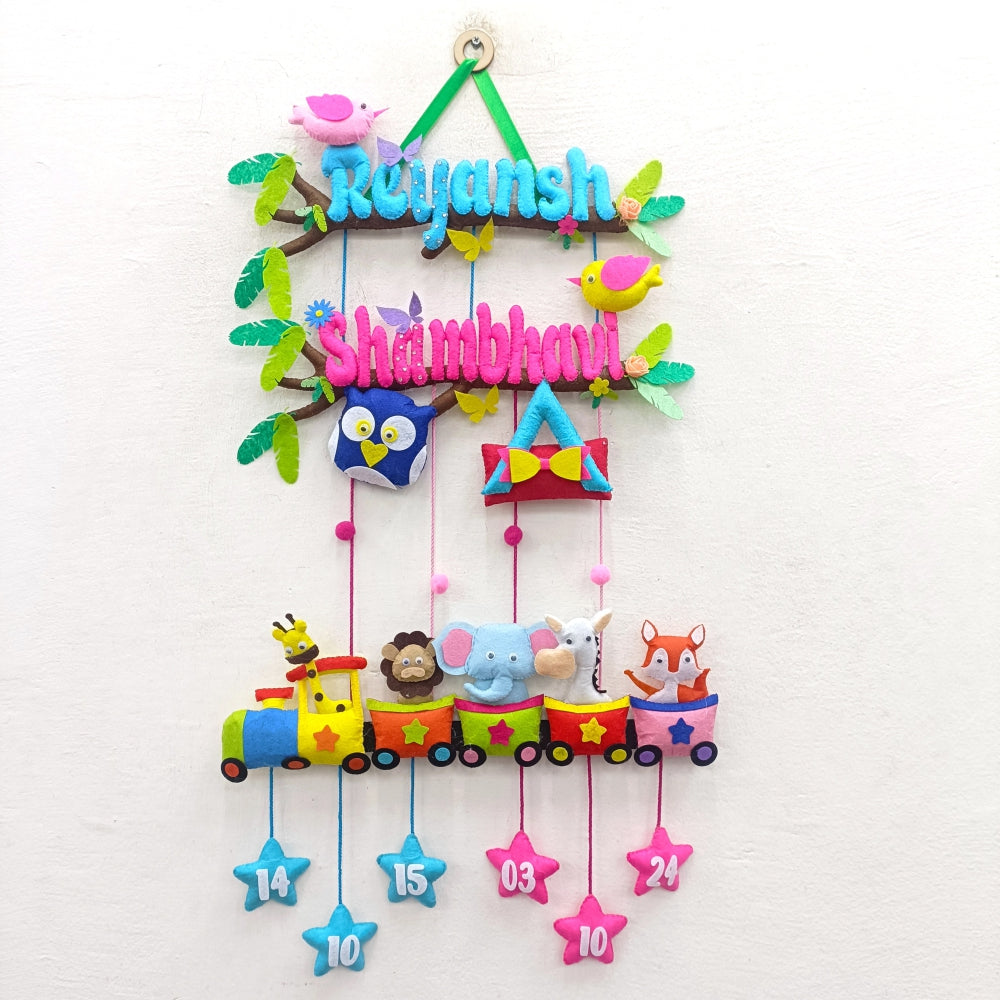 Animal Express Train | Personalised Felt Kids Hanging