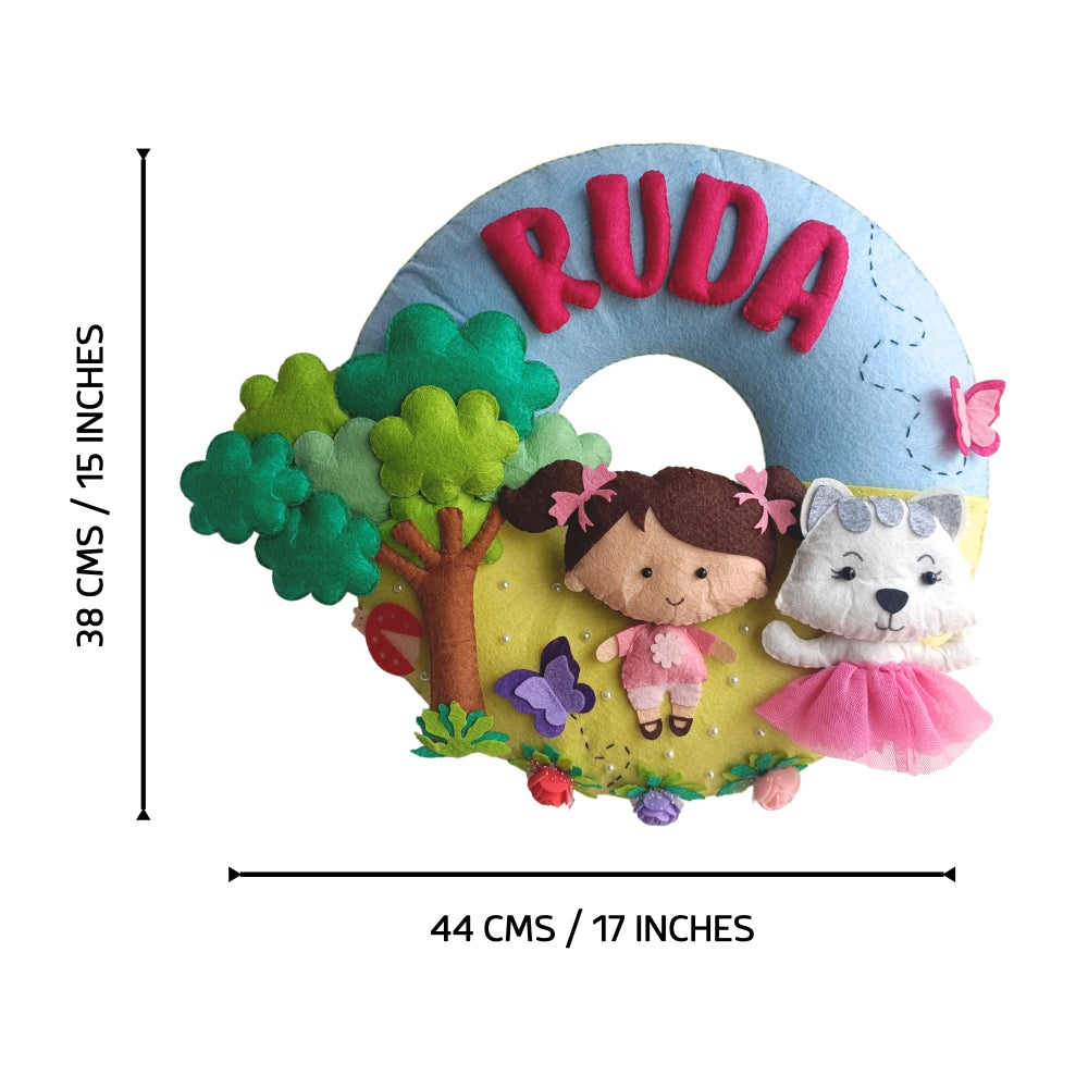 Cuddles with Cat | Personalised Felt Kids Hanging