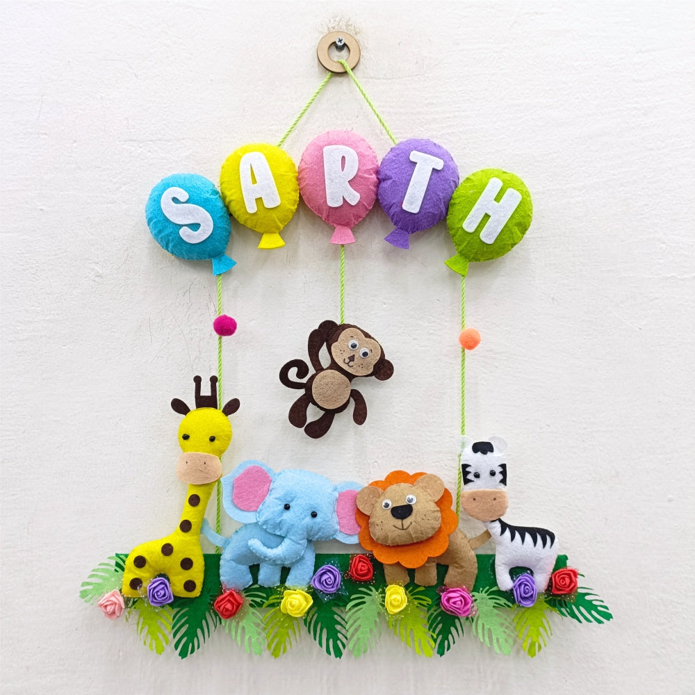 Jungle and Balloons | Personalised Felt Kids Hanging