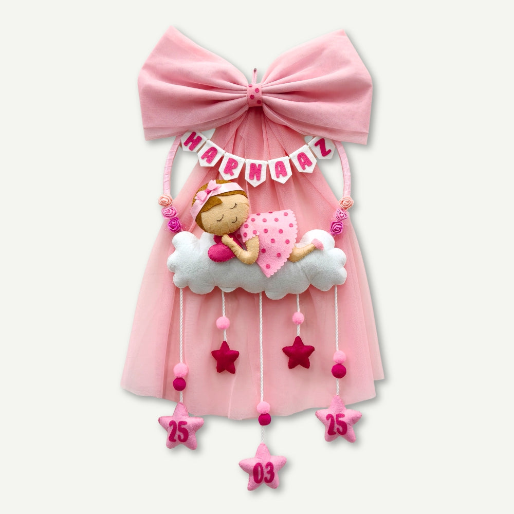 Sleeping Baby | Net Hanging | Personalised Felt Kids Room Decor
