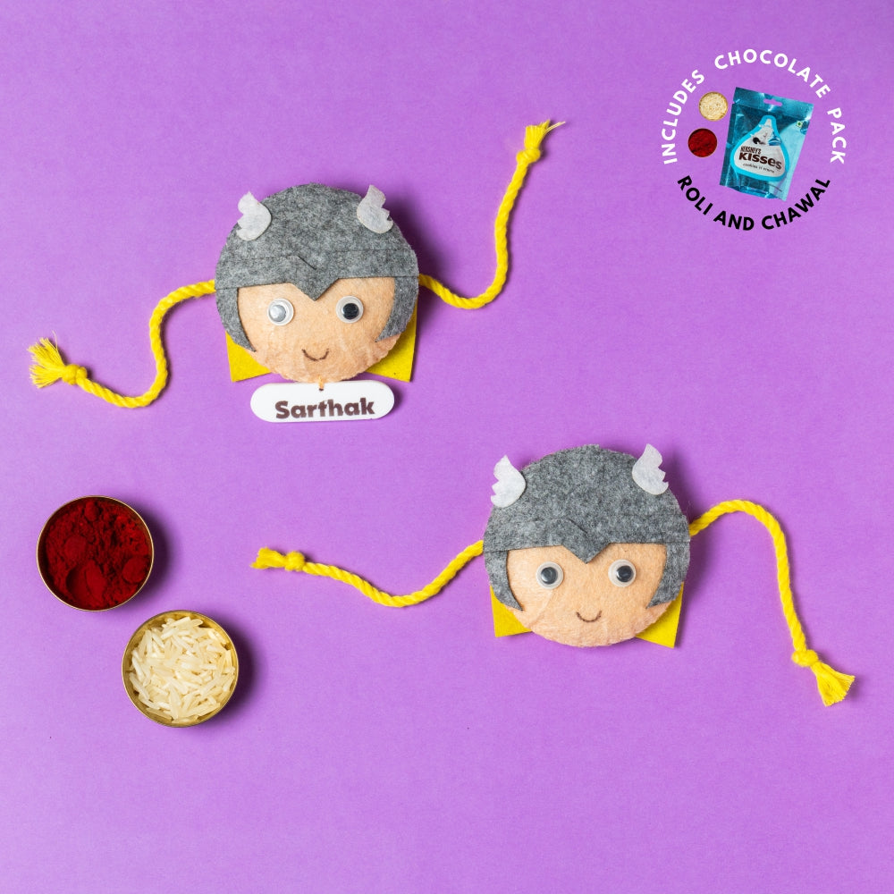 Marvel Rakhi Combo with Chocolates, Roli and Chawal | Personalised Kids Rakhi