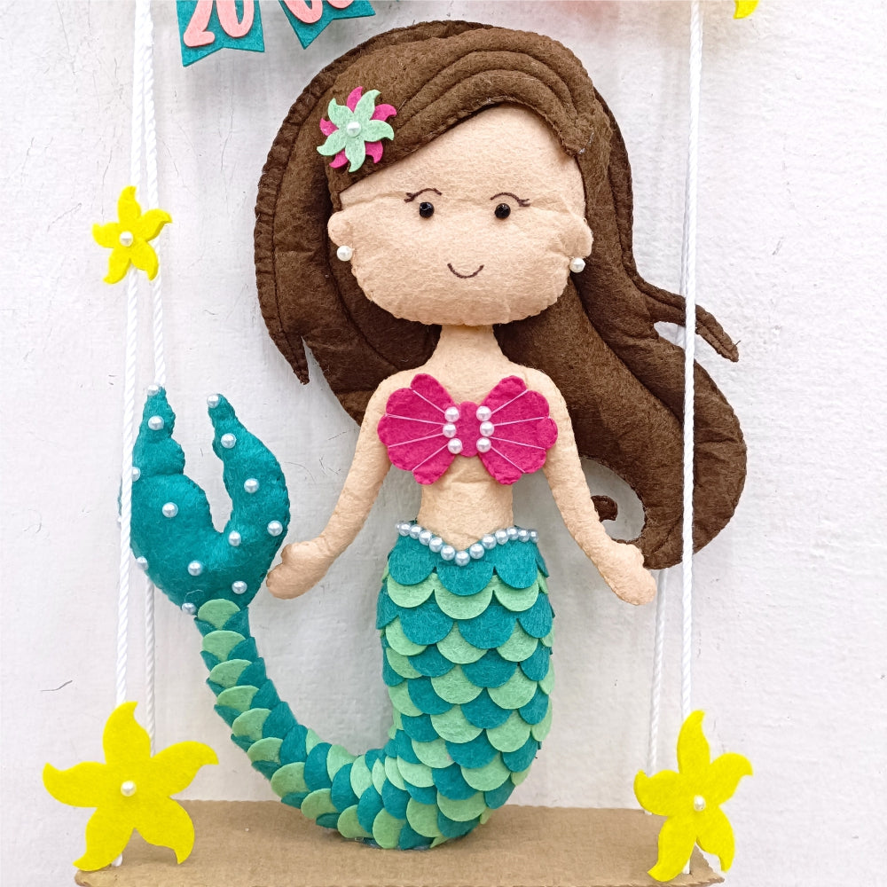 Mermaid On Swing | Personalised Felt Kids Room Decor