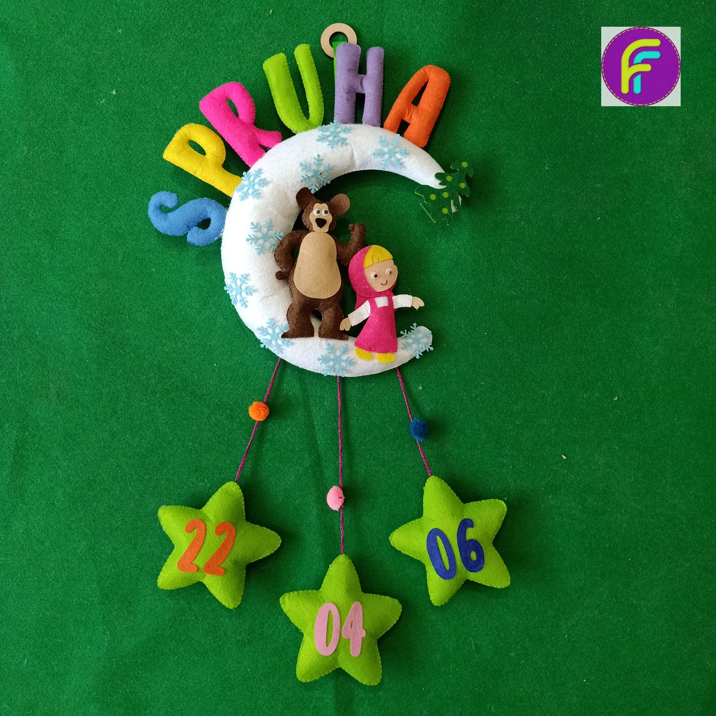 Masha and Bear Hanging | Personalised Felt Kids Hanging