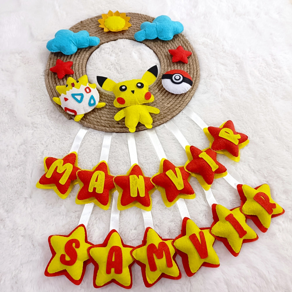 Pikachu Jute Hanging | Personalised Felt Kids Hanging