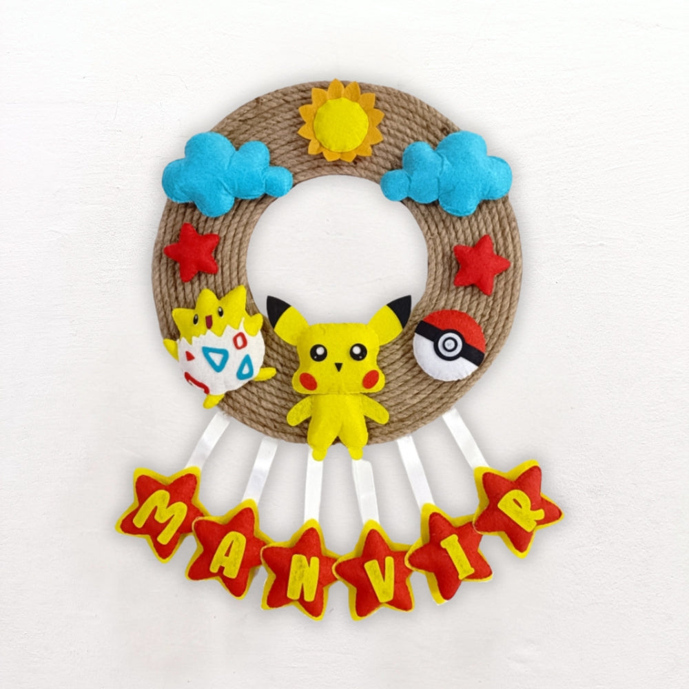 Pikachu Jute Hanging | Personalised Felt Kids Hanging