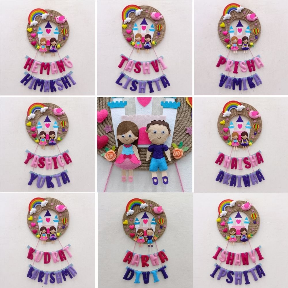 Cute Kids Jute Hanging | Personalised Felt Kids Hanging