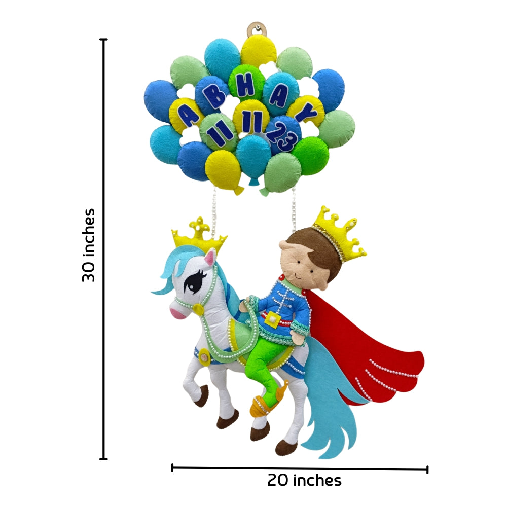 Prince on White Horse | Personalised Felt Kids Hanging | Premium Range