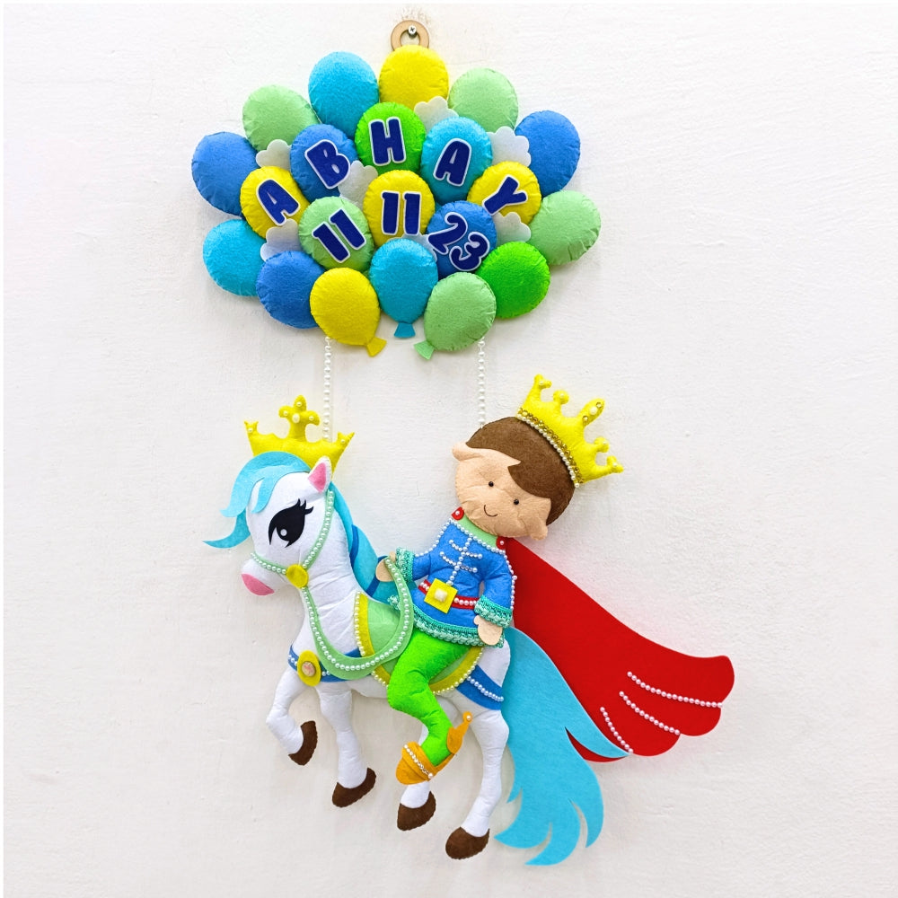 Prince on White Horse | Personalised Felt Kids Hanging | Premium Range