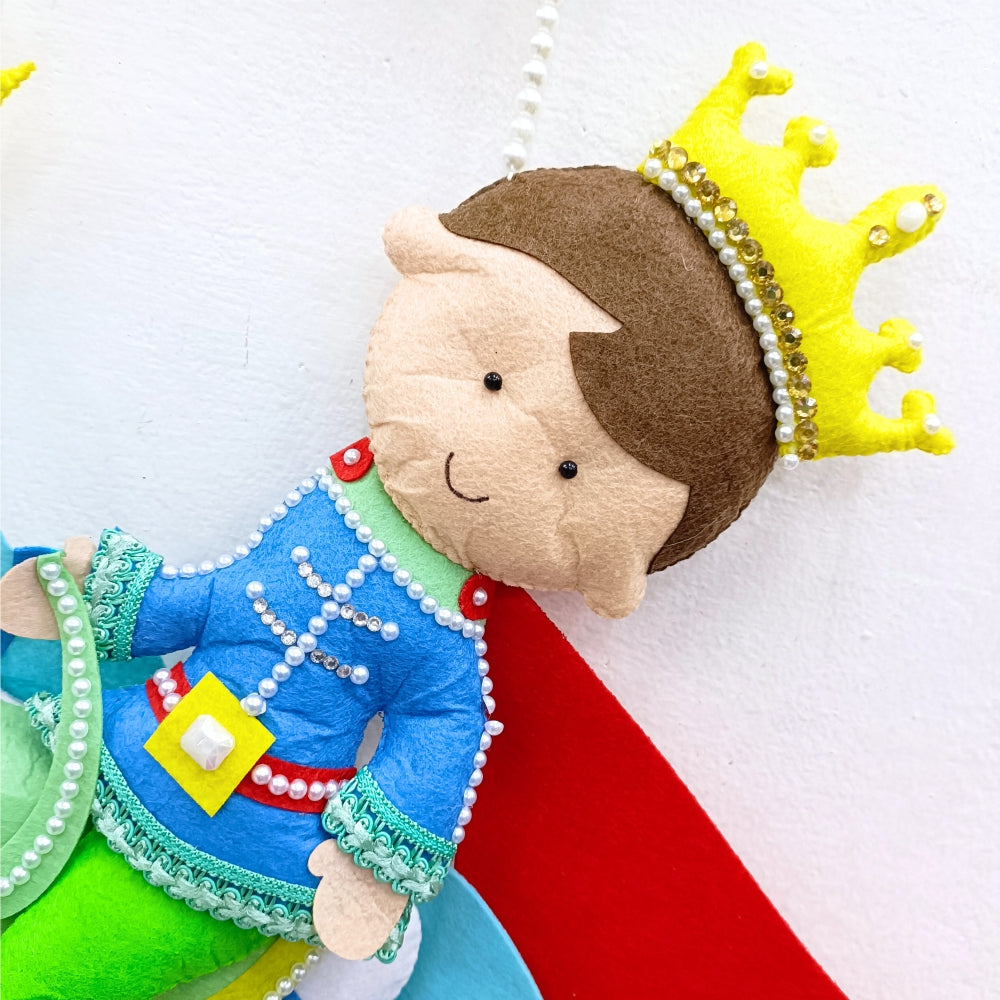 Prince on White Horse | Personalised Felt Kids Hanging | Premium Range