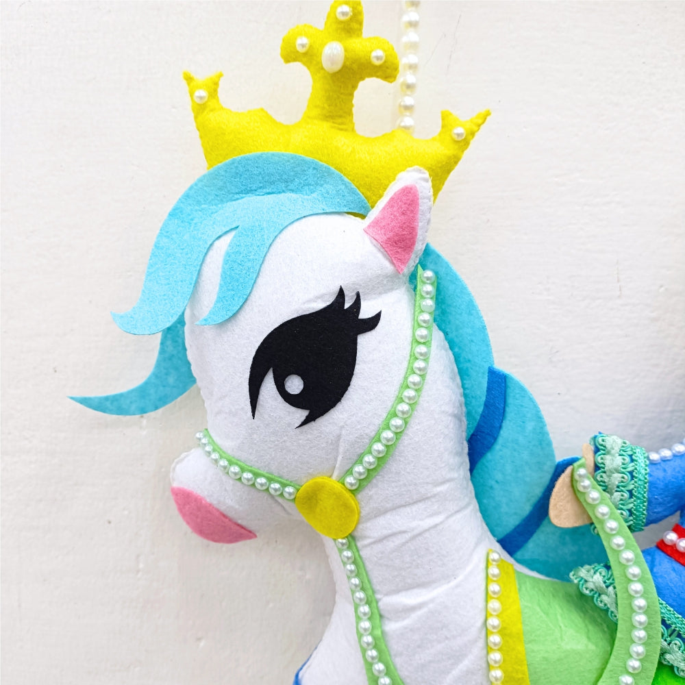 Prince on White Horse | Personalised Felt Kids Hanging | Premium Range