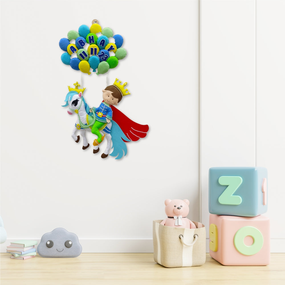 Prince on White Horse | Personalised Felt Kids Hanging | Premium Range