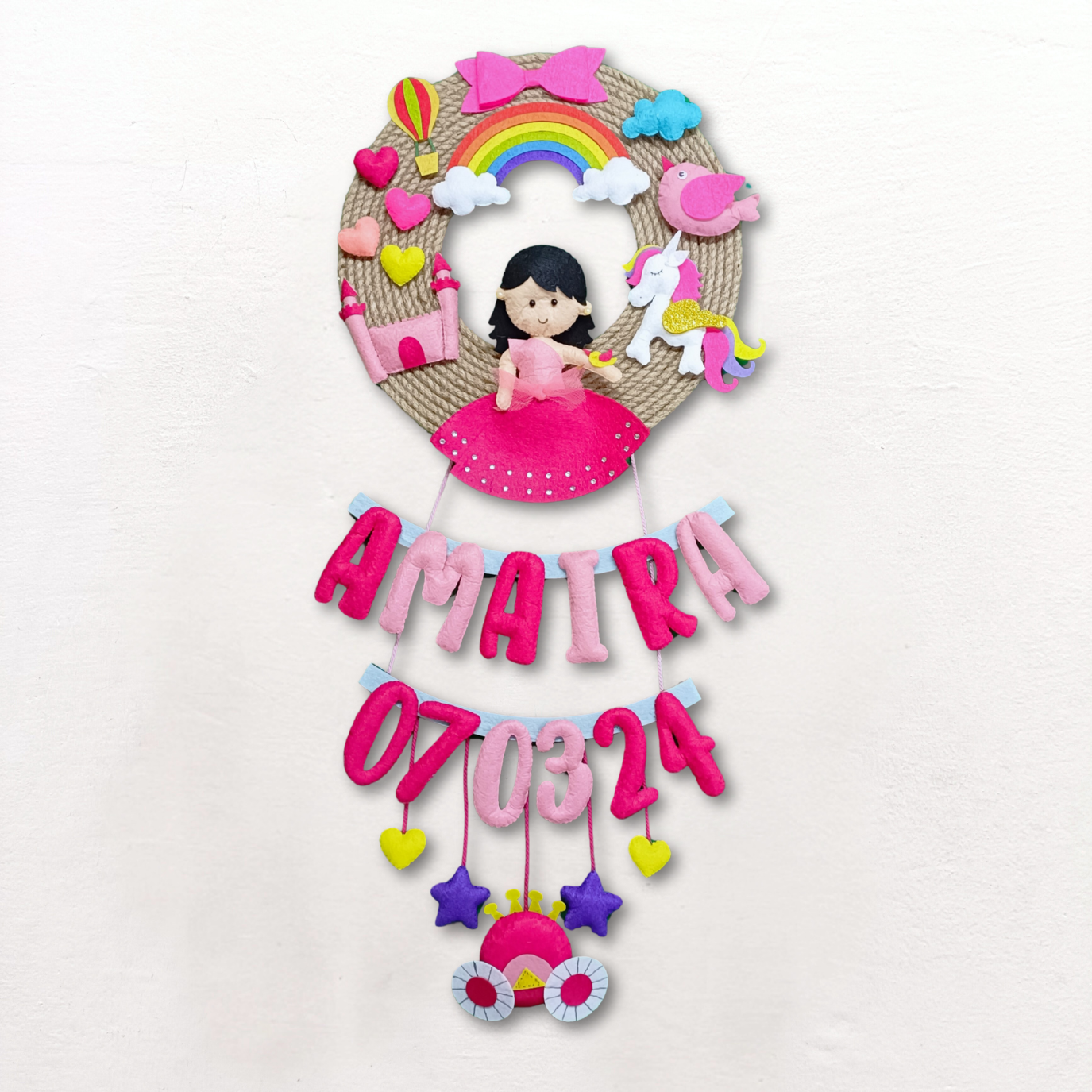 Princess Jute Hanging | Personalised Felt Kids Hanging