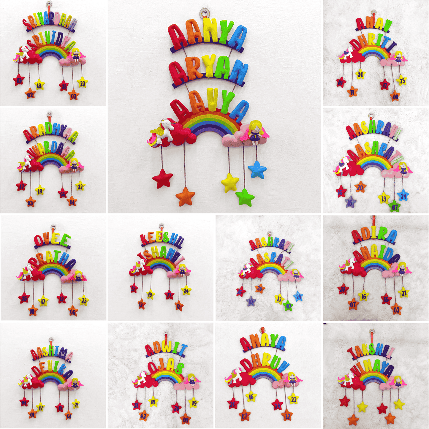 Unicorn and Angel With Stuff Name | Personalised Felt Kids Hanging
