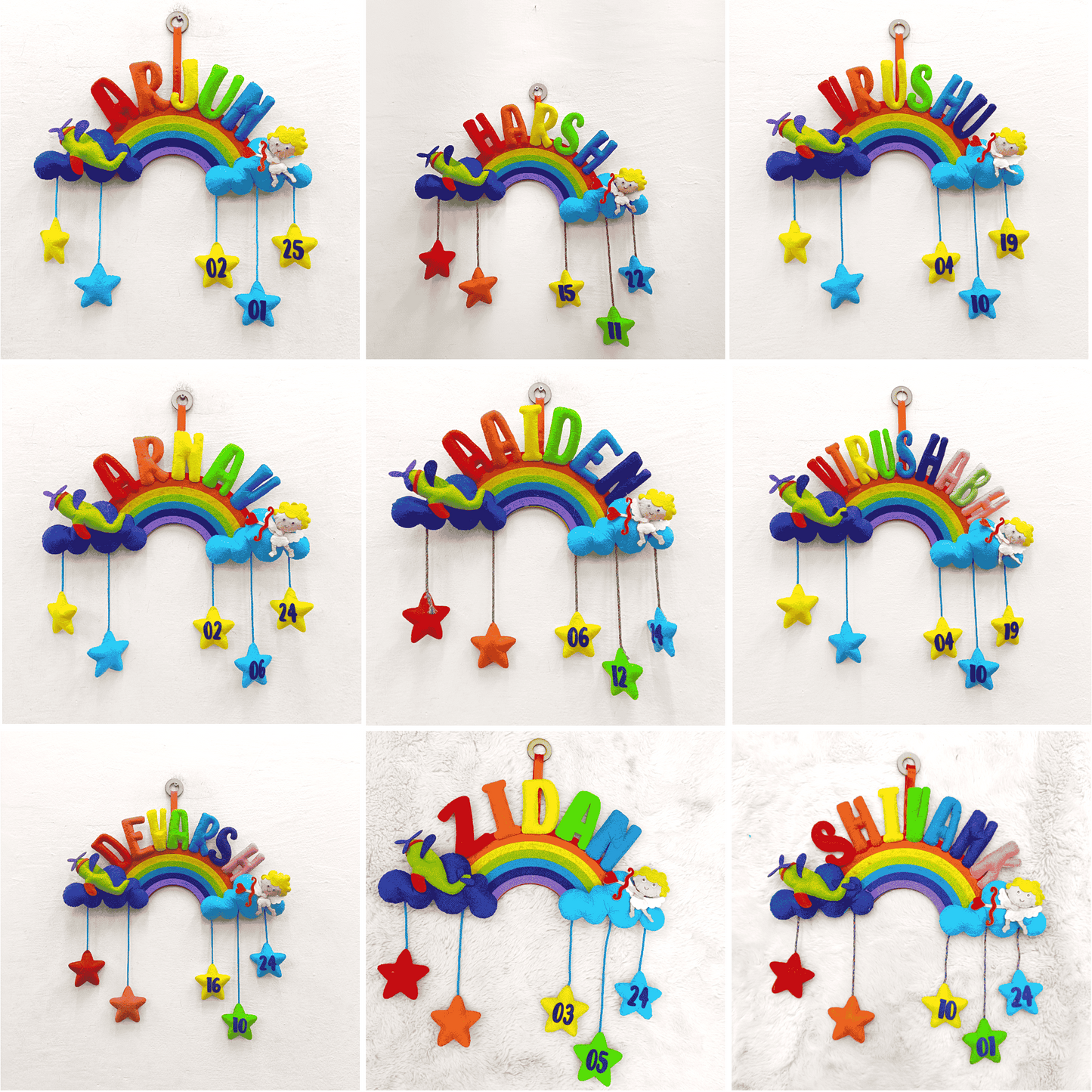 Airplane and Cupid With Stuff Name | Personalised Felt Kids Hanging