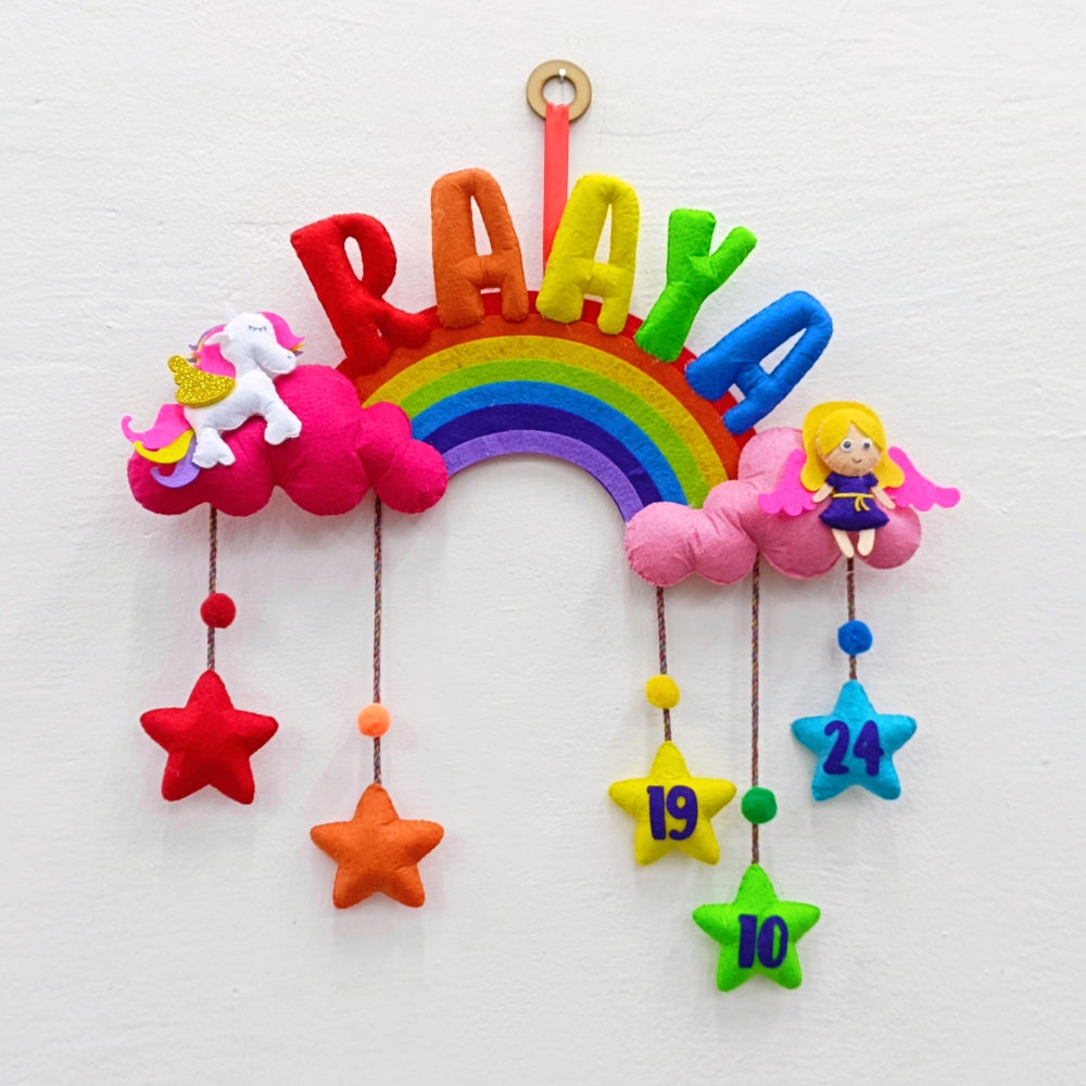 Unicorn and Angel With Stuff Name | Personalised Felt Kids Hanging