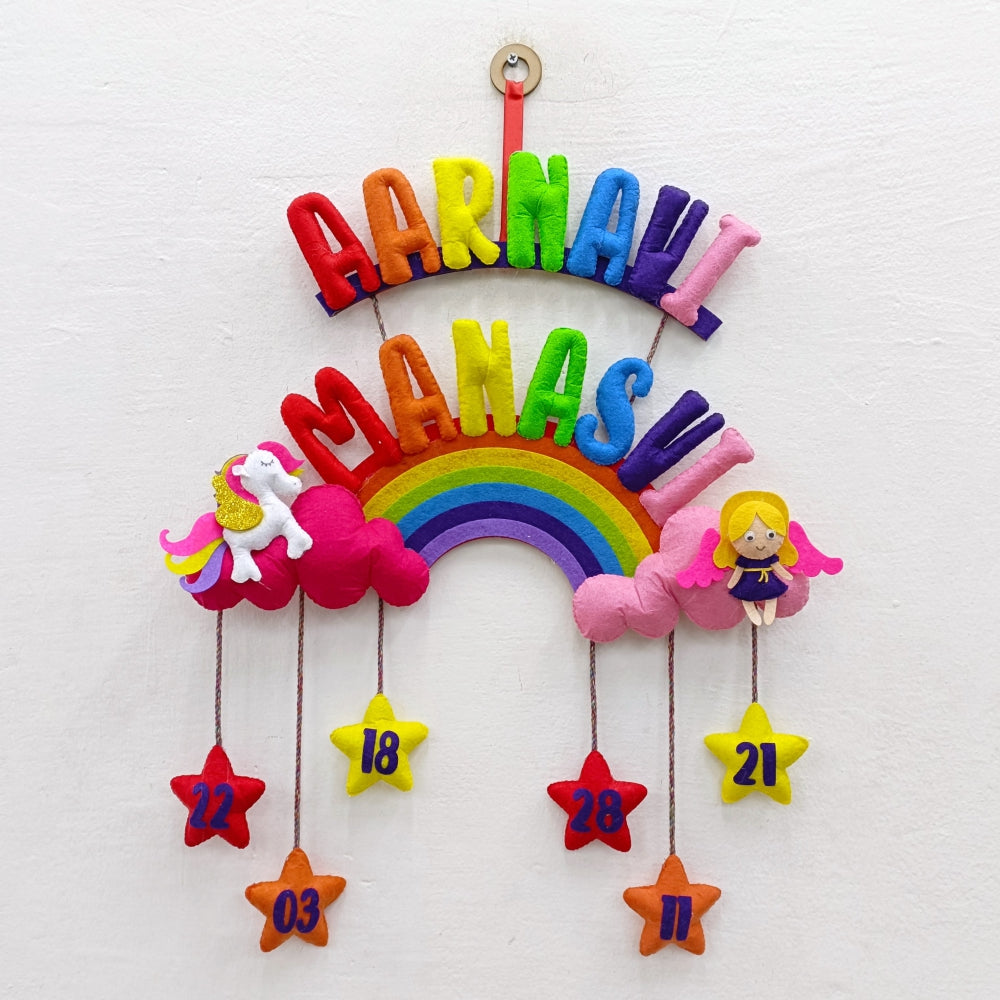 Unicorn and Angel With Stuff Name | Personalised Felt Kids Hanging