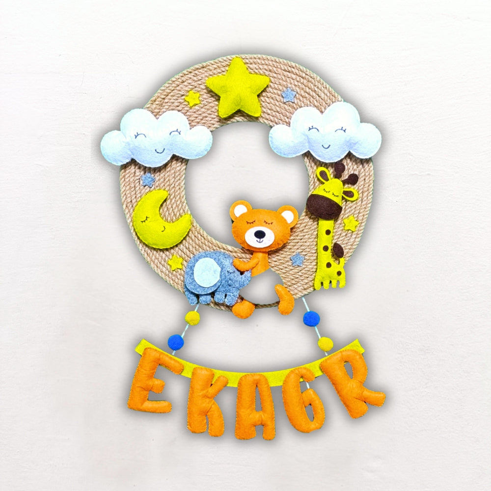 Teddy with Jumbo Jute Hanging | Personalised Felt Kids Hanging