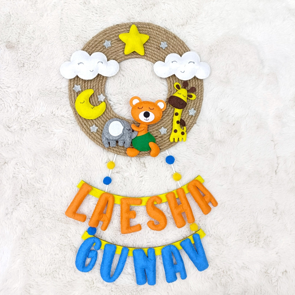 Teddy with Jumbo Jute Hanging | Personalised Felt Kids Hanging