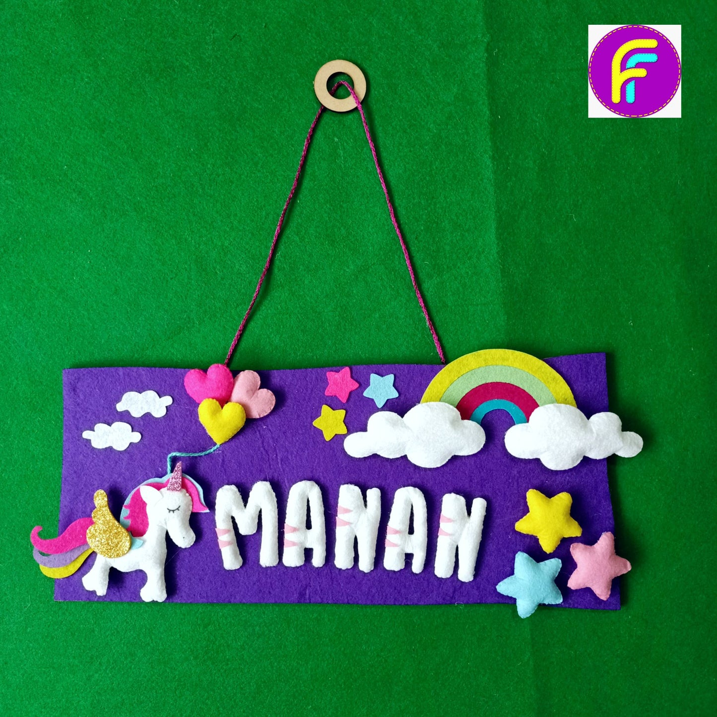Unicorn Theme Banner | Personalised Felt Kids Hanging