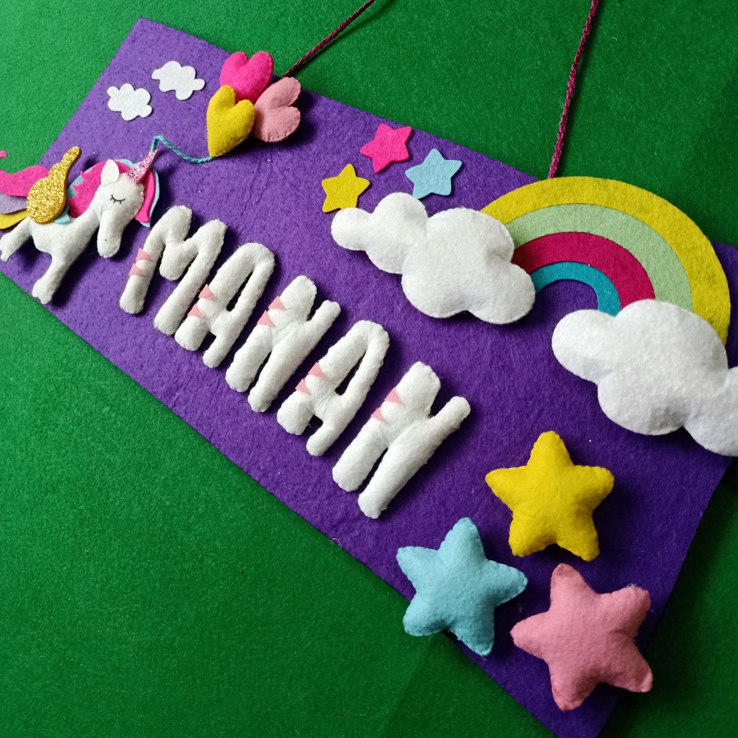 Unicorn Theme Banner | Personalised Felt Kids Hanging