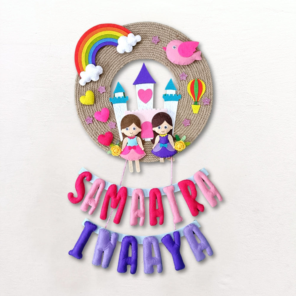 Pretty Dolls Jute Hanging | Personalised Felt Kids Hanging