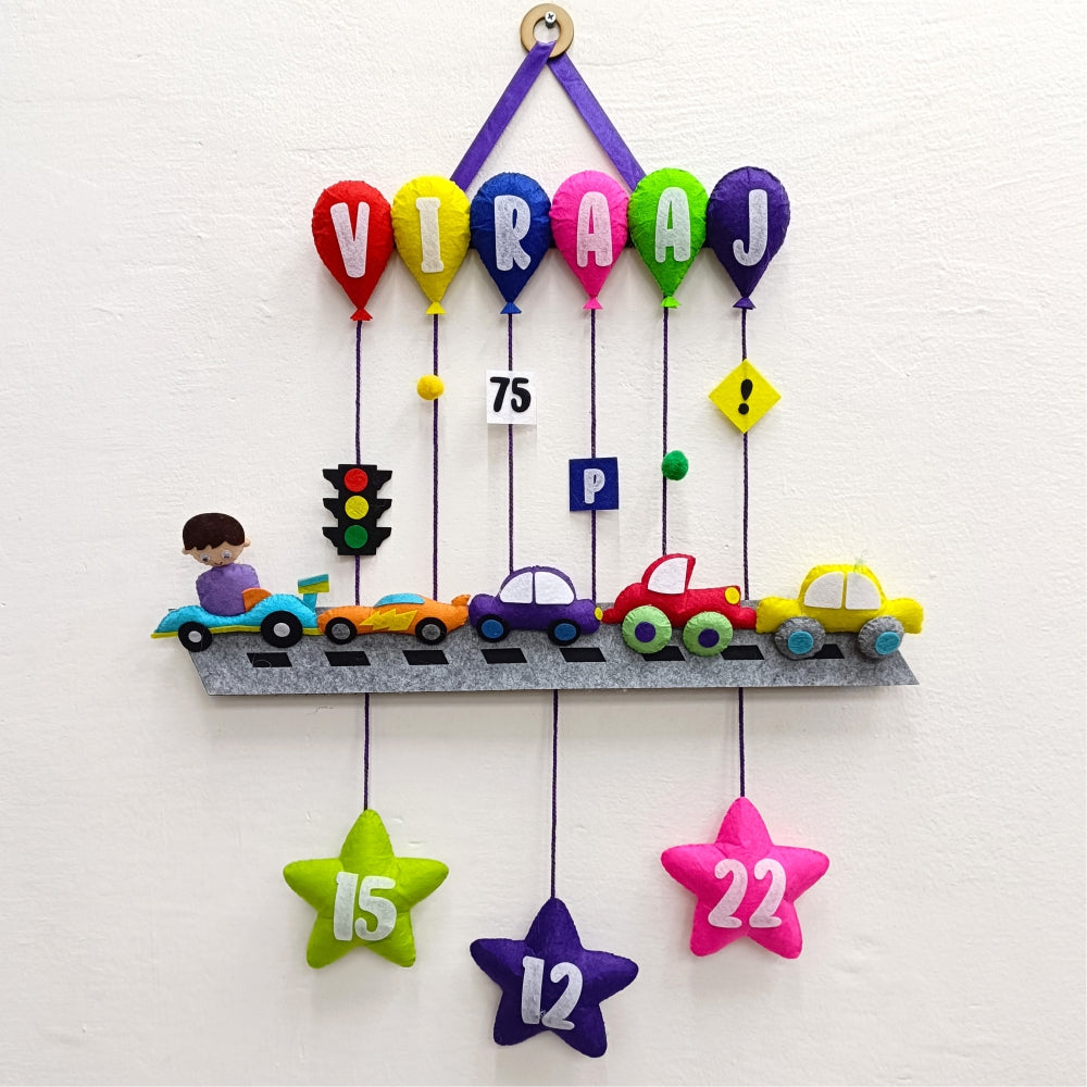 Cars Hanging with Balloons | Personalised Felt Kids Hanging