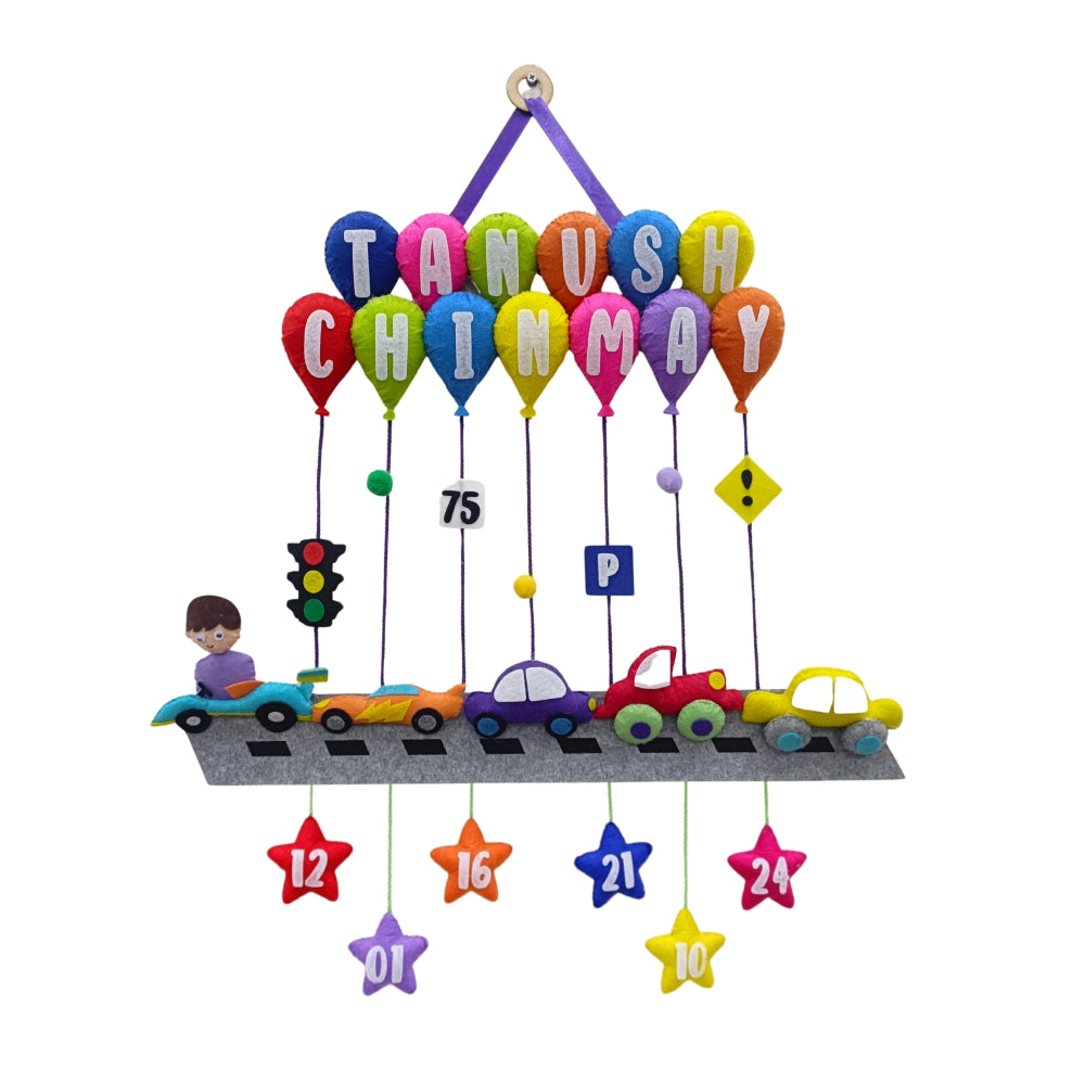 Cars Hanging with Balloons | Personalised Felt Kids Hanging