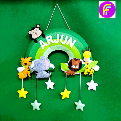 Rainbow with Animals | Personalised Felt Kids/Siblings Hanging