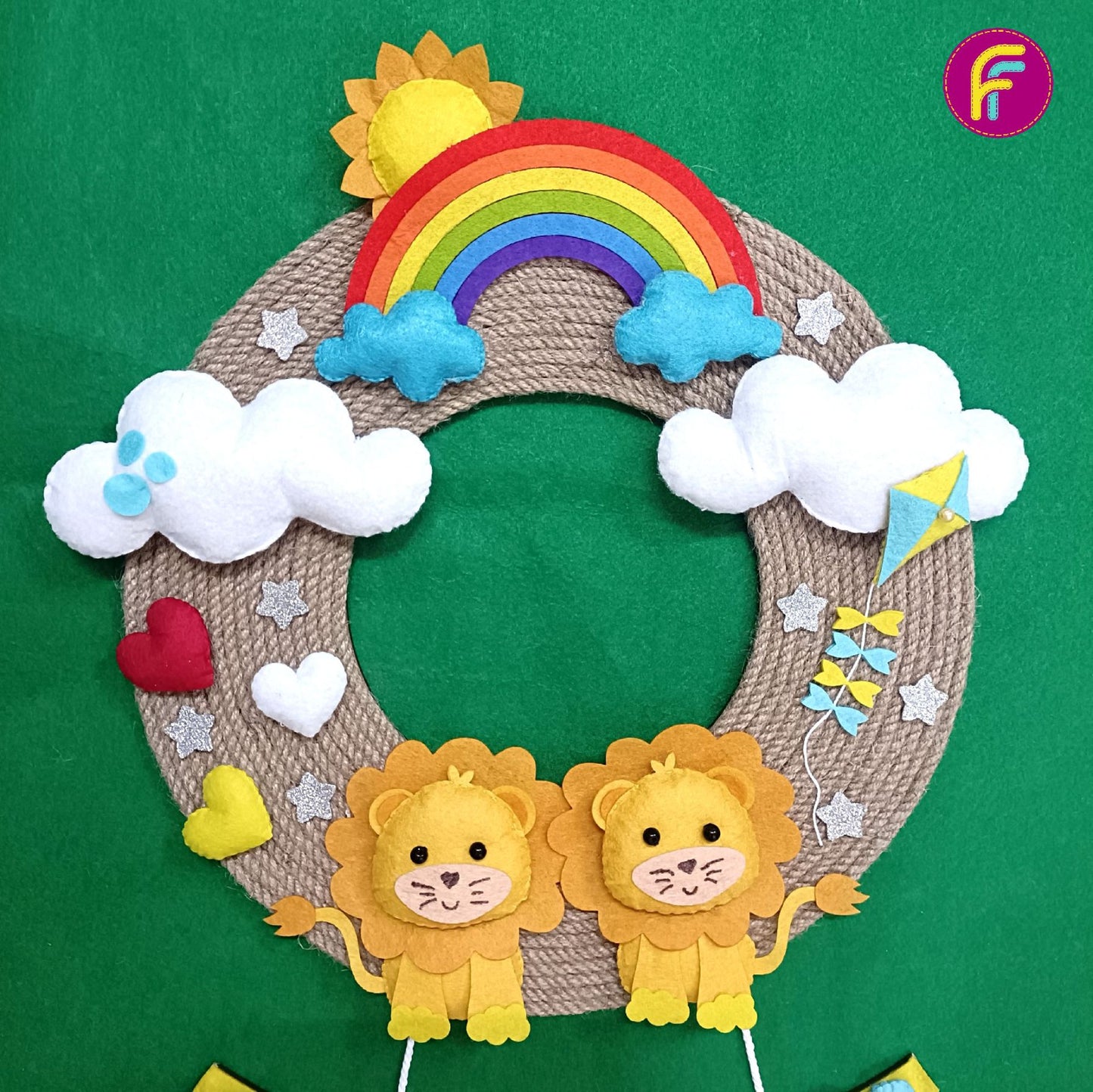 Lion Jute Hanging | Personalised Felt Kids Hanging