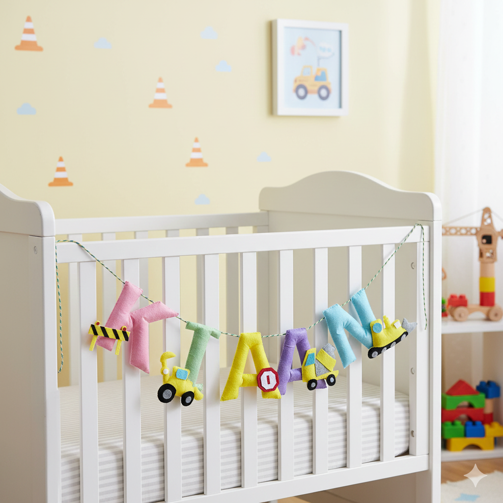 Construction vehicles Garland | Personalised Bunting for kids