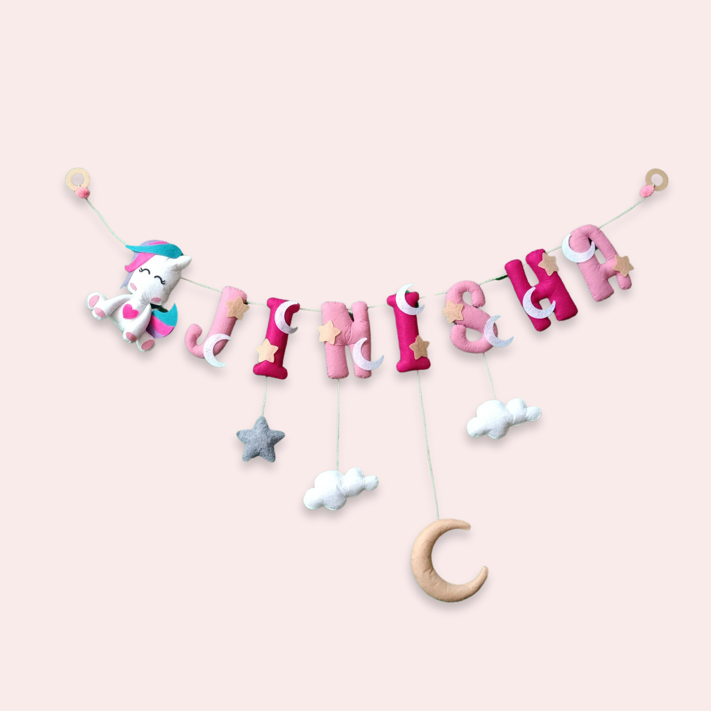Unicorn with Moon and Stars | Personalised Bunting for kids