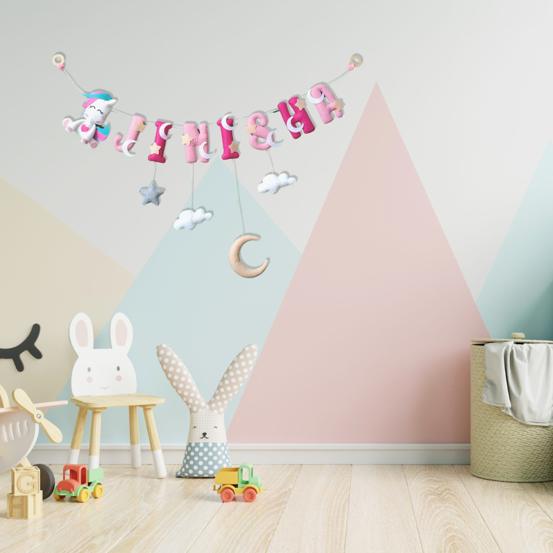 Unicorn with Moon and Stars | Personalised Bunting for kids