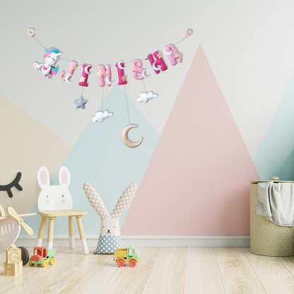 Unicorn with Moon and Stars | Personalised Bunting for kids