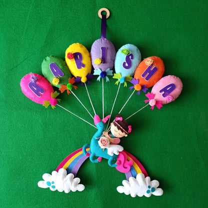 Unicorn on Rainbow | Personalised Felt Kids Hanging