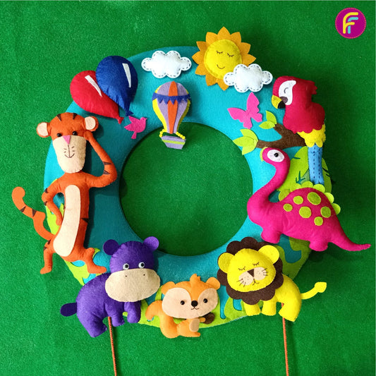 Round Animal Land | Personalised Felt Kids Hanging