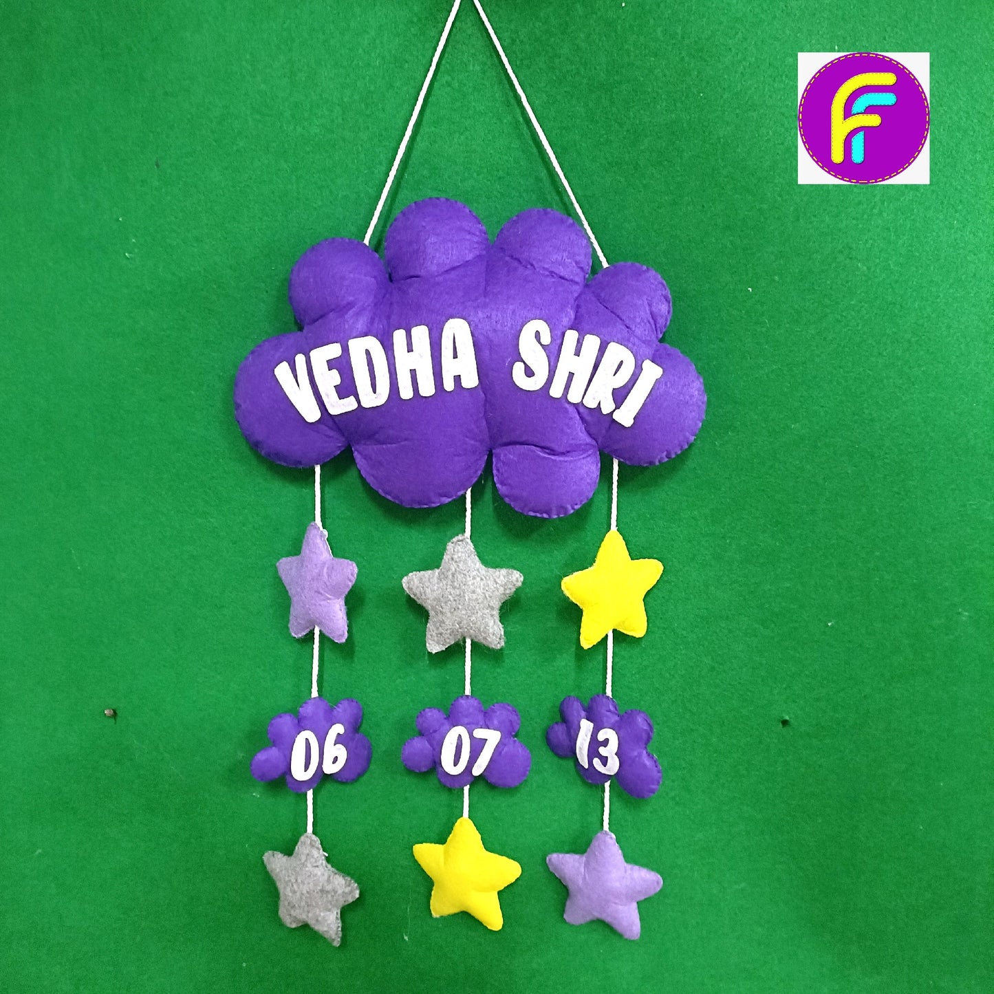 Twinkling Stars Hanging | Personalised Felt Kids Hanging