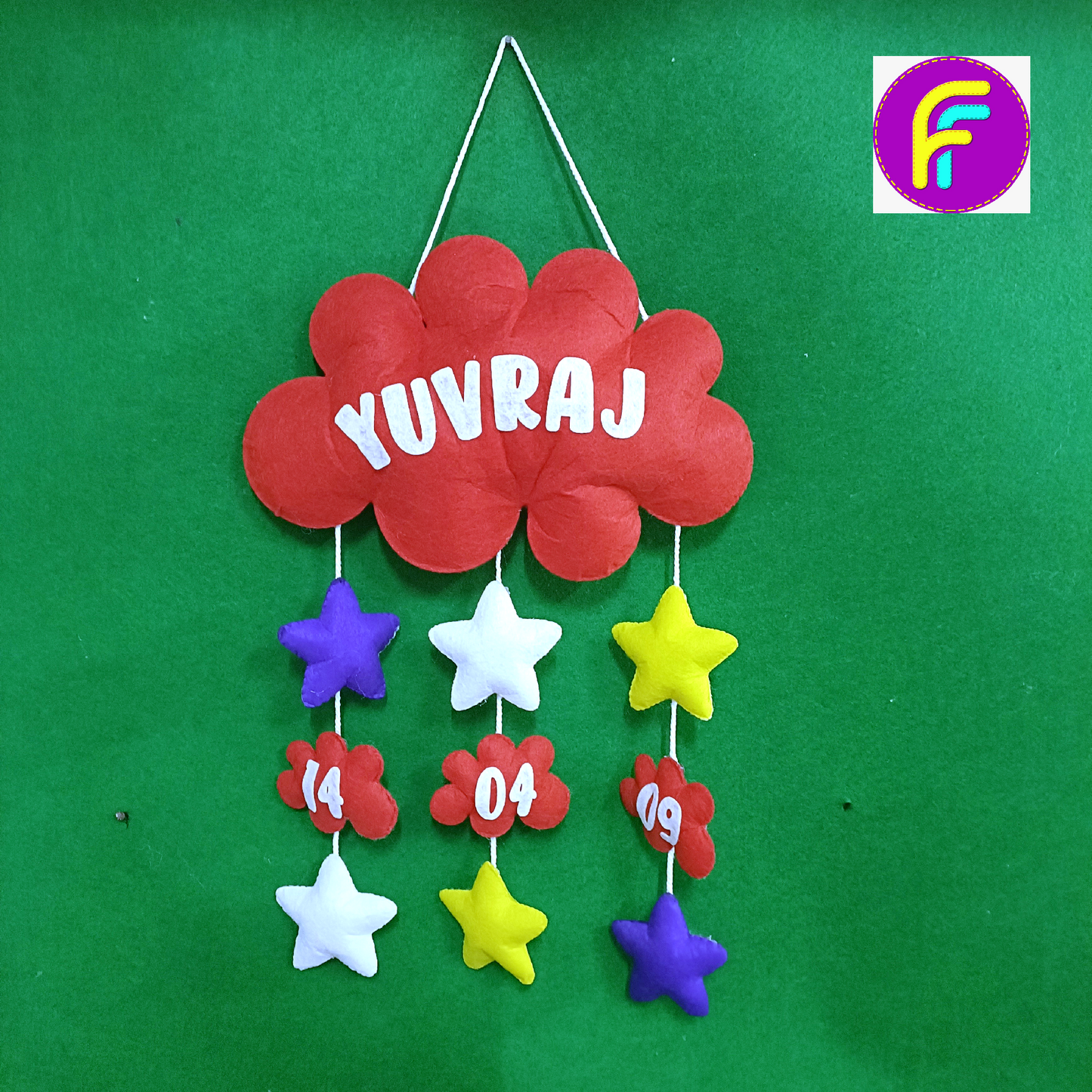 Twinkling Stars Hanging | Personalised Felt Kids Hanging