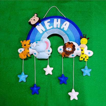 Rainbow with Animals | Personalised Felt Kids/Siblings Hanging