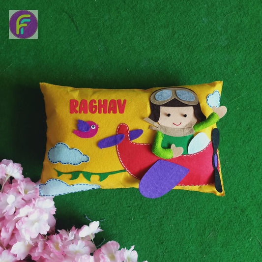 Airplane Themed Personalized 3D Felt Kids Pillow