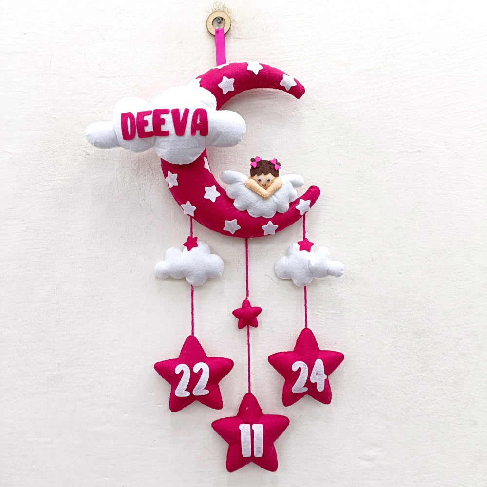 Angel On Moon with cloud | Personalised Felt Kids Hanging